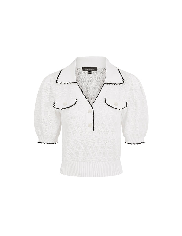 MARYLING Contrast Colour Polo Knitted Jumper