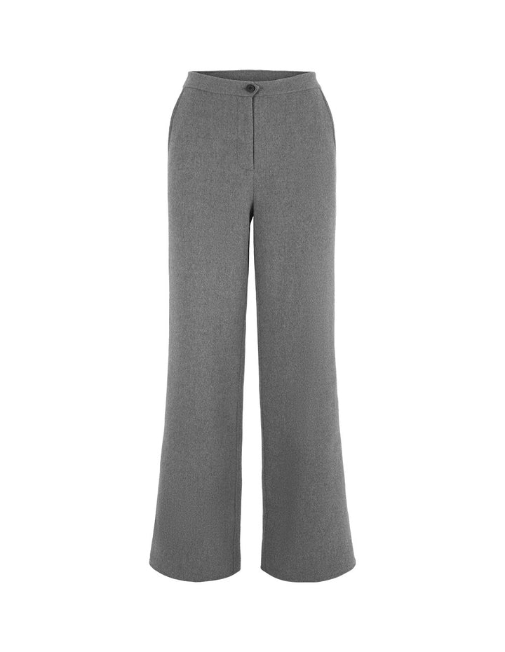 MARYLING High-Waisted Drape Wide Leg Wool Straight Trousers