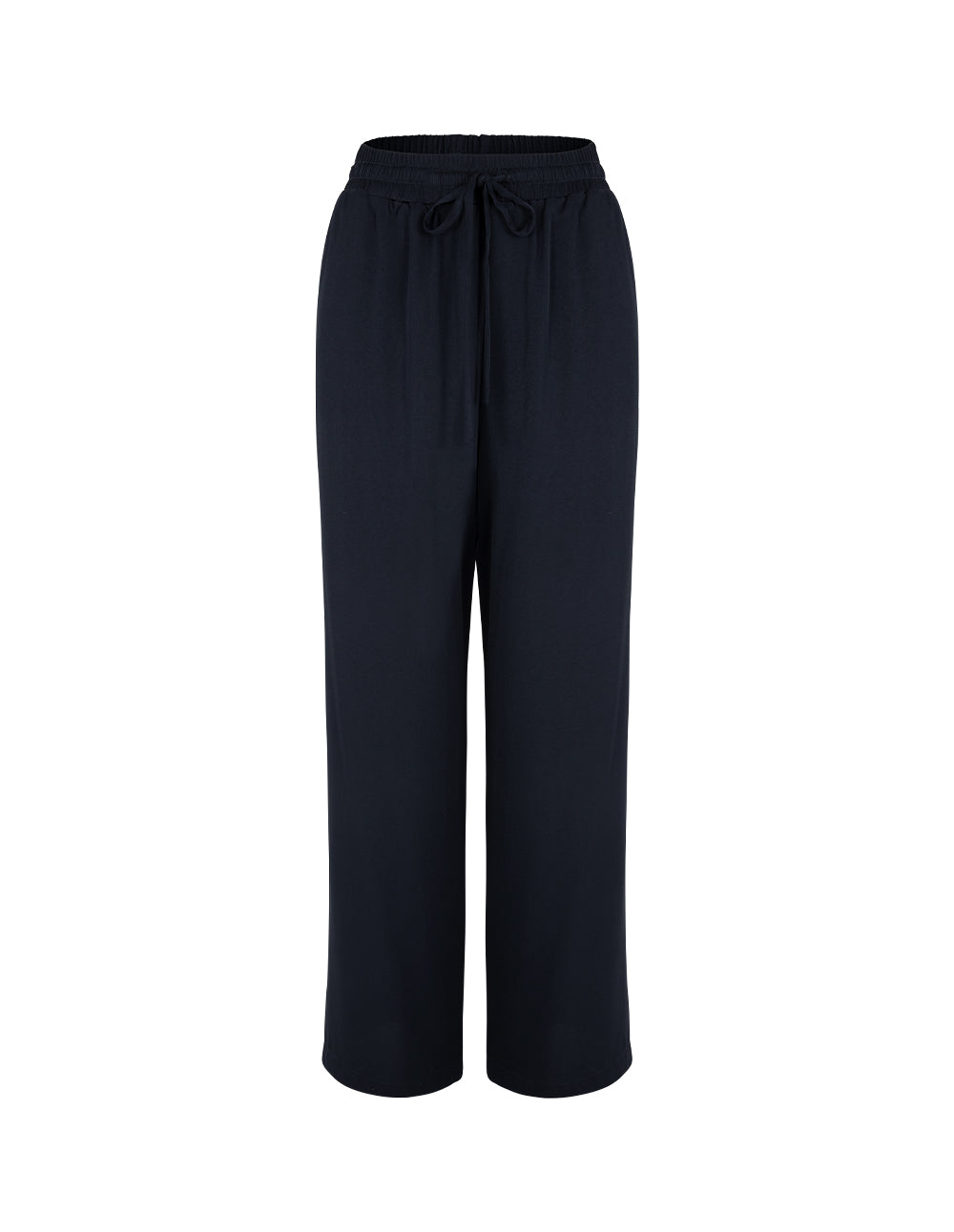 MARYLING Dark Blue Elastic Waist Straight Wide Leg Pants