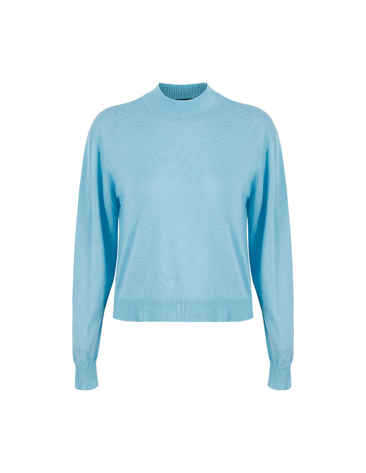 MARYLING Ribbed Semi-High Neck Loose Fit Wool Pullover