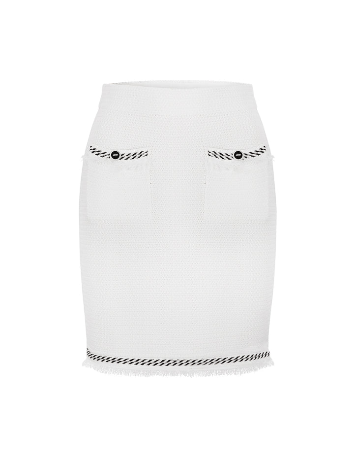 MARYLING Contrast Lace Tassel Detail Knitted Skirt