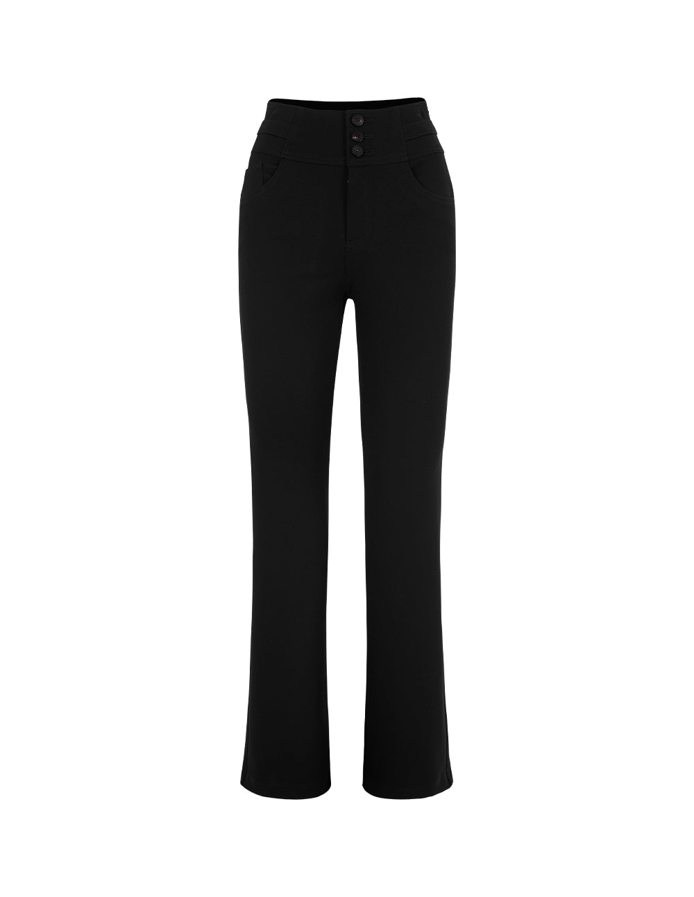 MARYLING High-Waisted Black Hip-Lifting Straight-Leg Trousers
