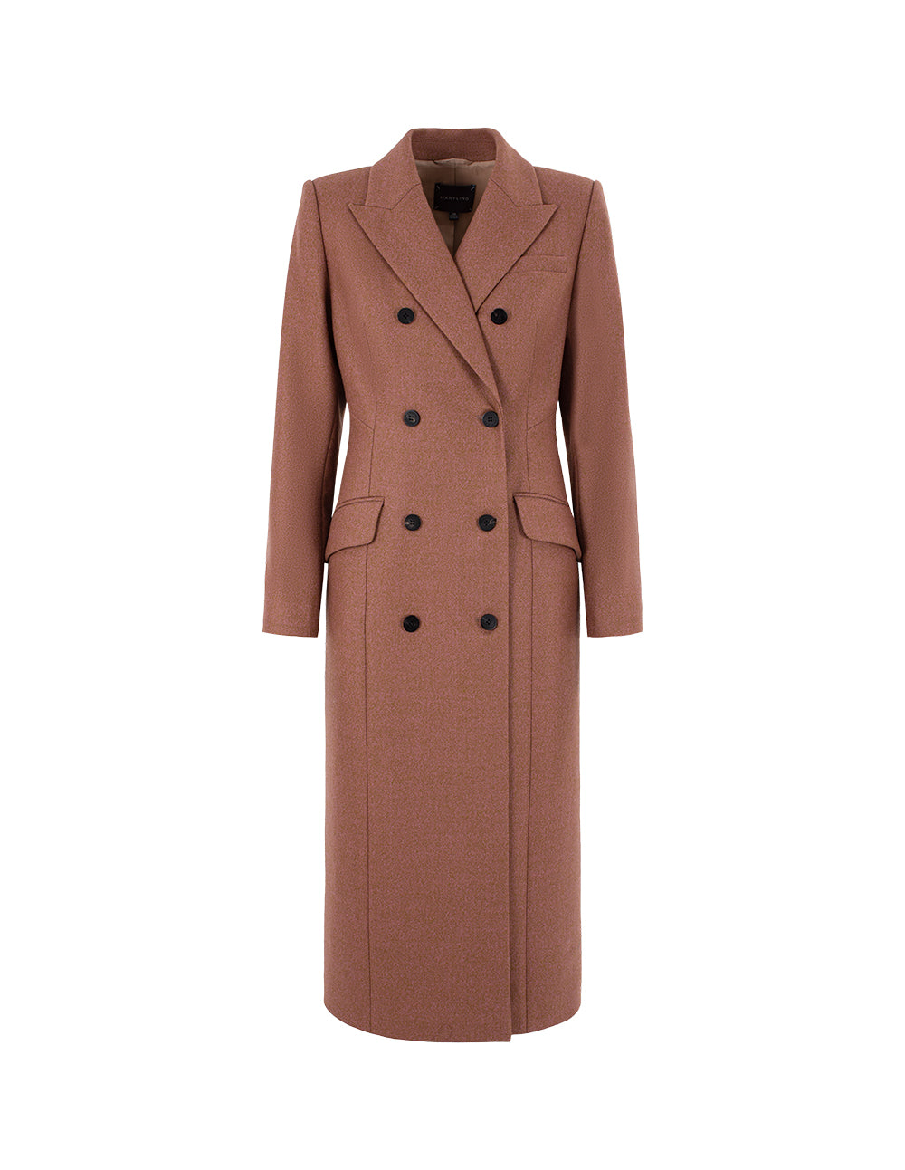 MARYLING Taupe Peak Lapel Double-Breasted Long Wool Coat
