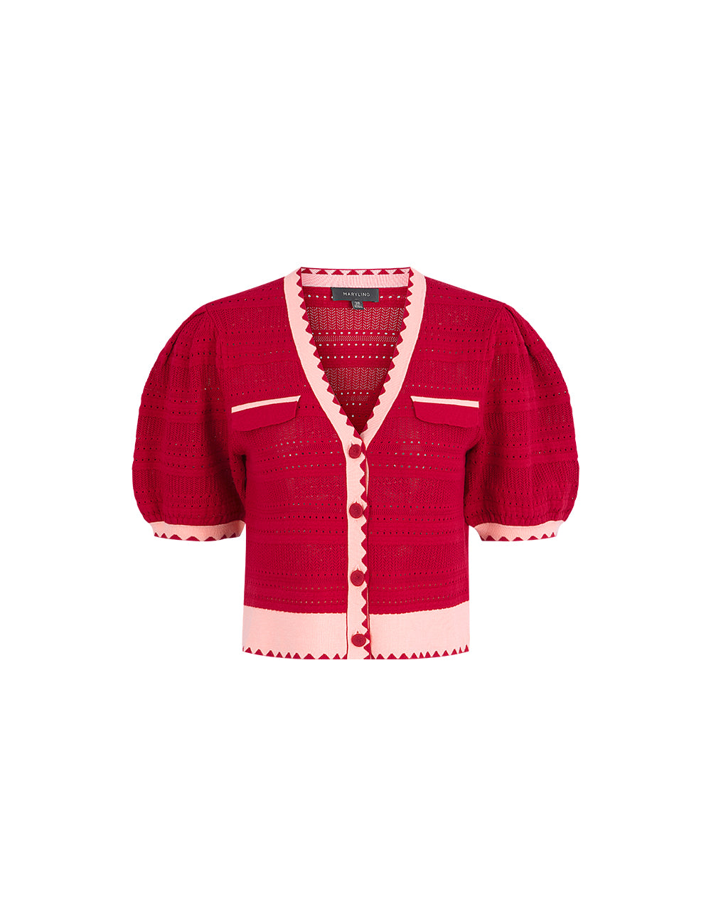 MARYLING Colour Block V-Neck Knitted Cardigan