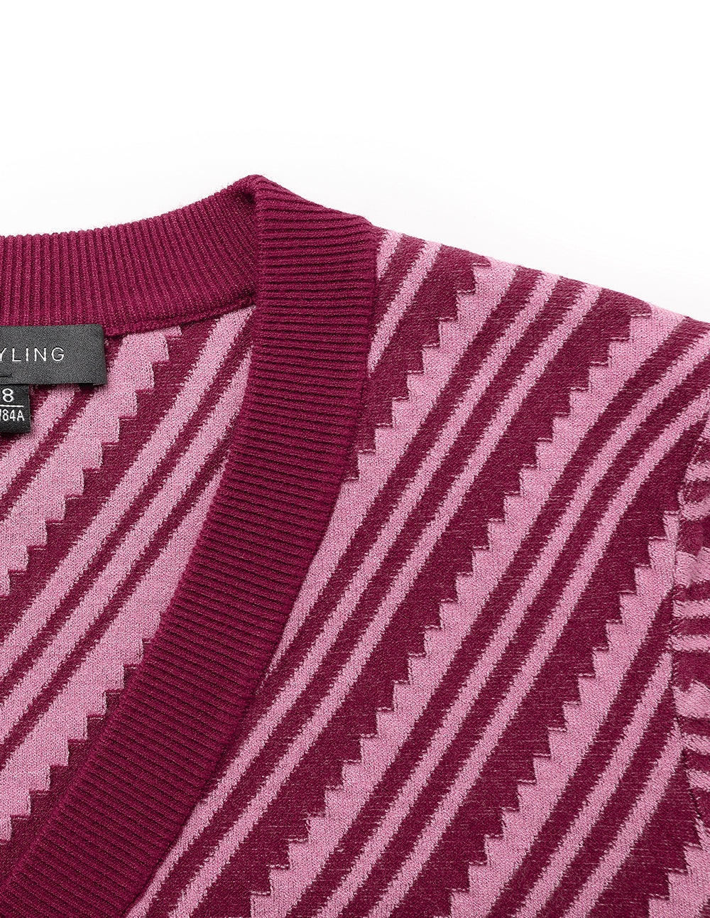 MARYLING Cranberry V-Neck Knitted Cardigan