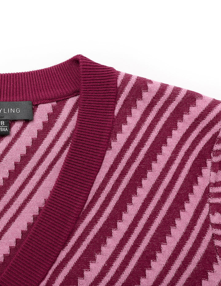 MARYLING Cranberry V-Neck Knitted Cardigan