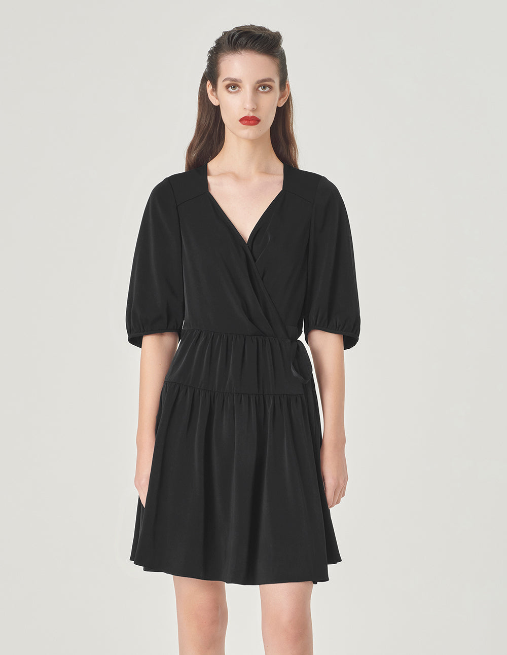 MARYLING V-Neck Long Balloon Sleeve Dress