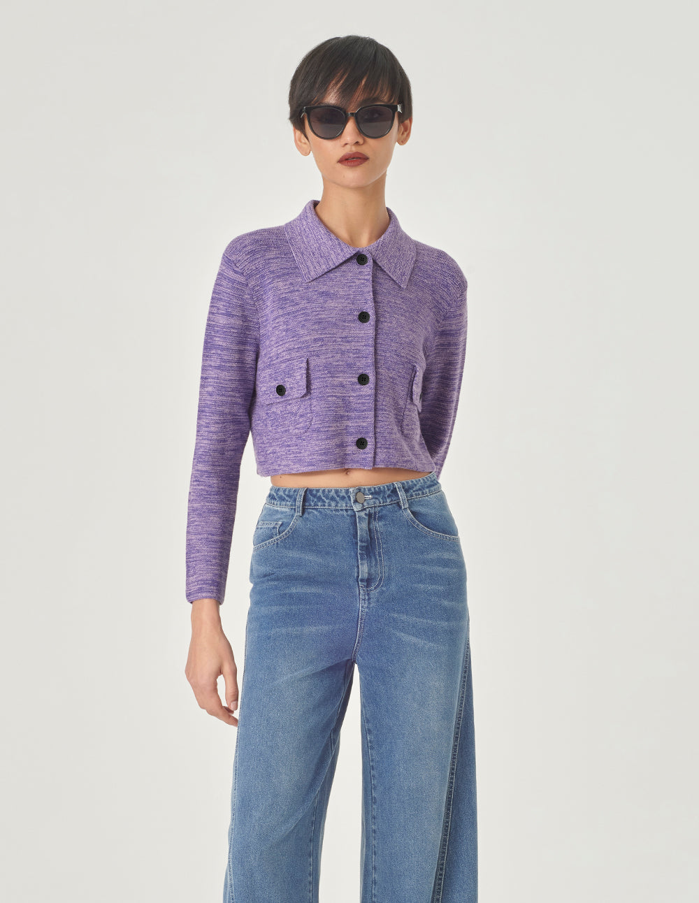 MARYLING Floral Melange Needle Shuttle Cardigan