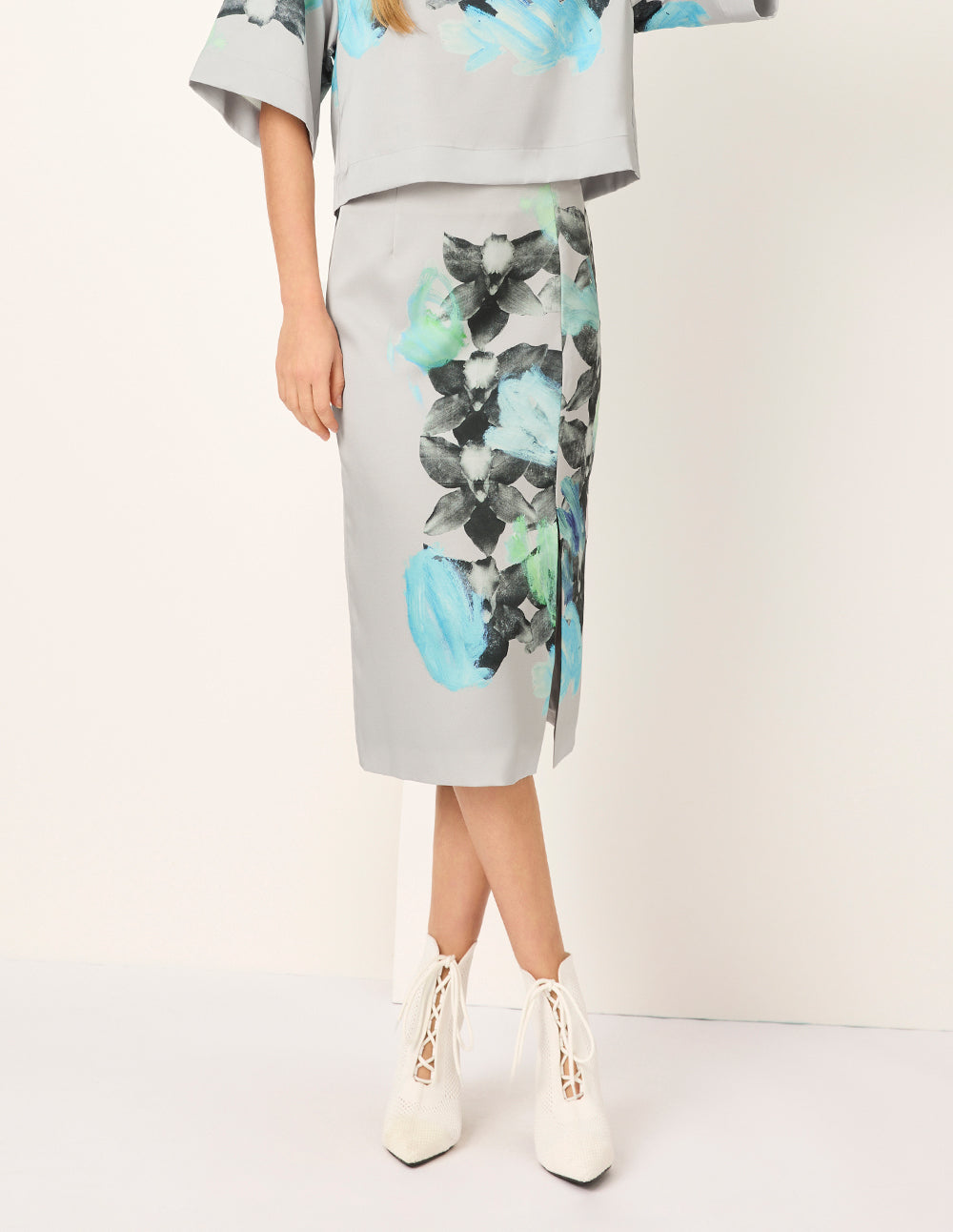 MARYLING Floral-Print Pencil Knee-Lenght Skirt