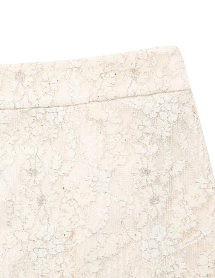 MARYLING Sequin Lace A-Line Knee-Length Skirt