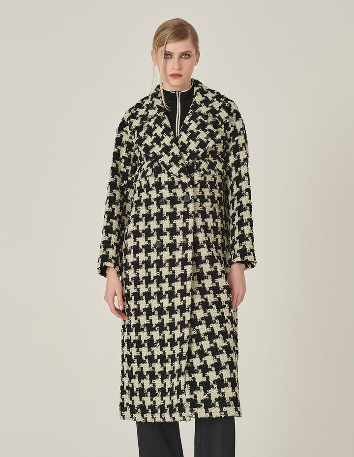 MARYLING Houndstooth Print H-Line Coat