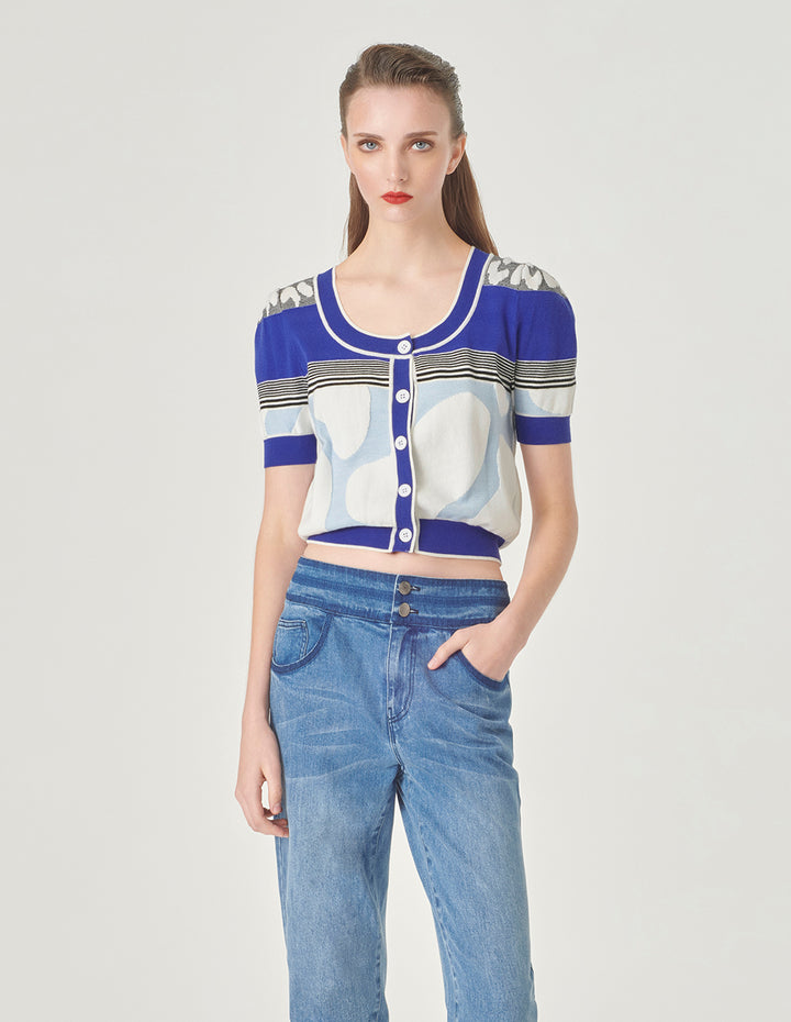 MARYLING Colourblock Knitted Cardigan