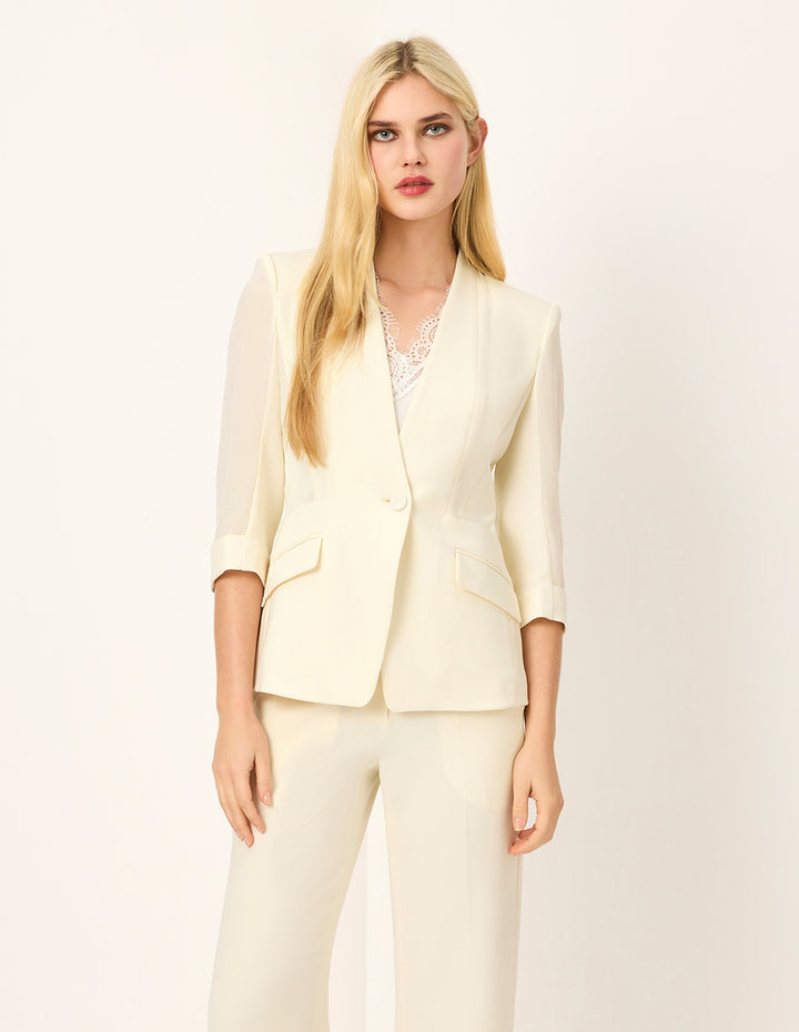 MARYLING V-neck One-Button Waisted Blazer