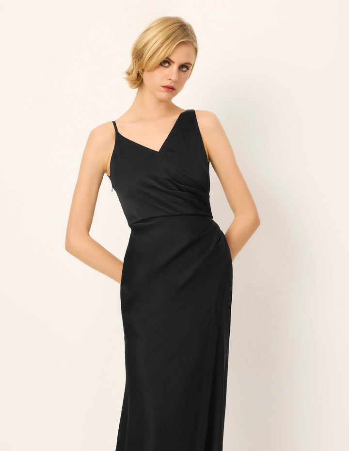 MARYLING V-Neck Sleeveless Off-Shoulder Slip Empire-Waist Evening Gown