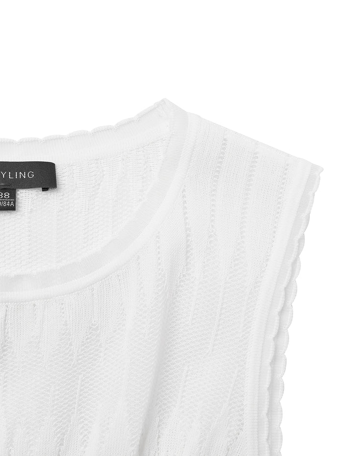 MARYLING Round Neck Lace Knitted Tank Tops