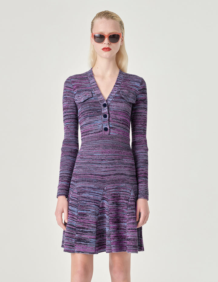 MARYLING V-Neck Melange Knitted Dress