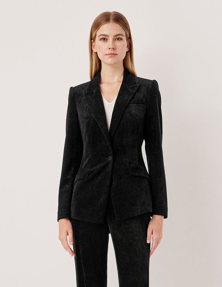 MARYLING Peak Lapel Long Sleeve Single-Breasted Blazer