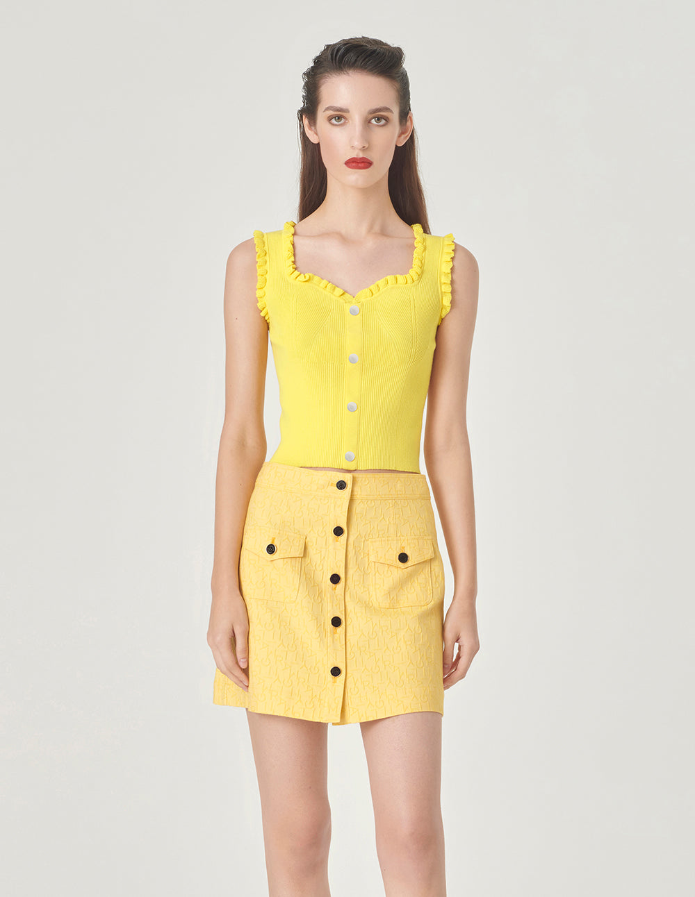 MARYLING Letter-Logo Jacquard Mini Skirt