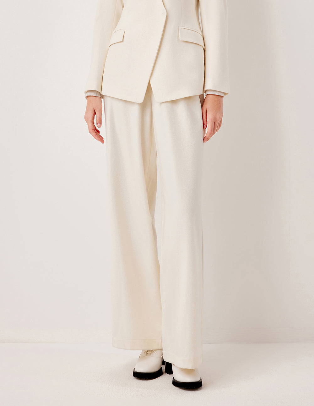 MARYLING Wide-Leg Straight Cut Wool Trousers