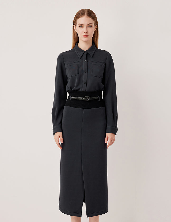 MARYLING Collar Long Sleeve Button-Up Blouse