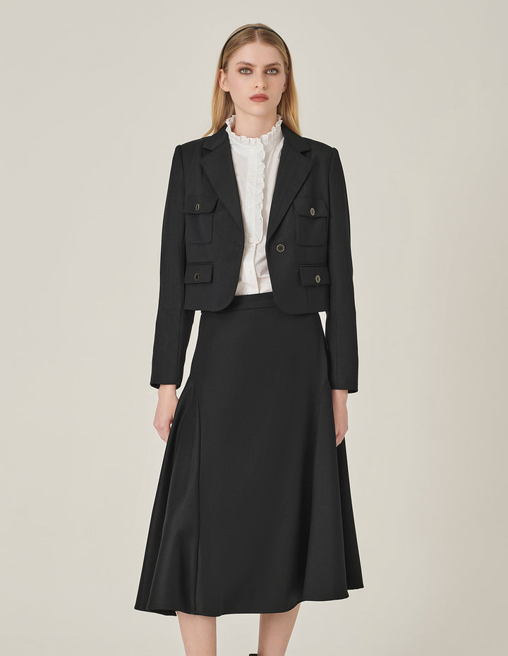 MARYLING Black H-Shaped Cropped Blazer