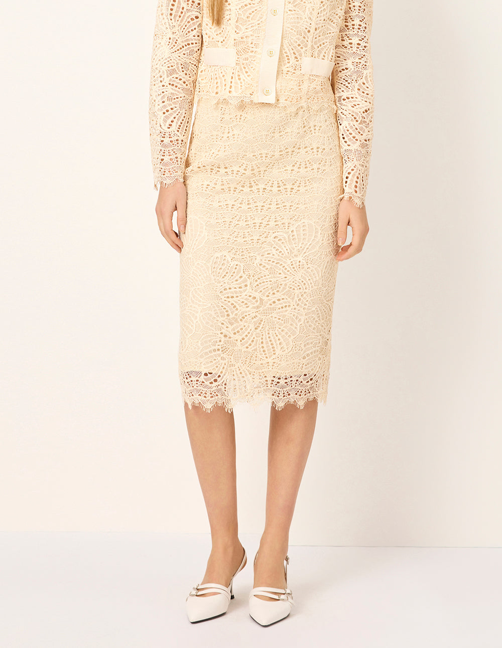 MARYLING Straight Knee-Length Lace Skirt