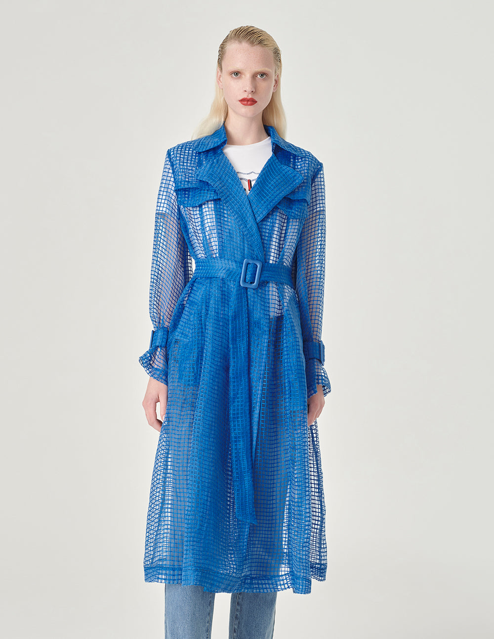 MARYLING A-Line Trench Windbreaker With Smocked Waist