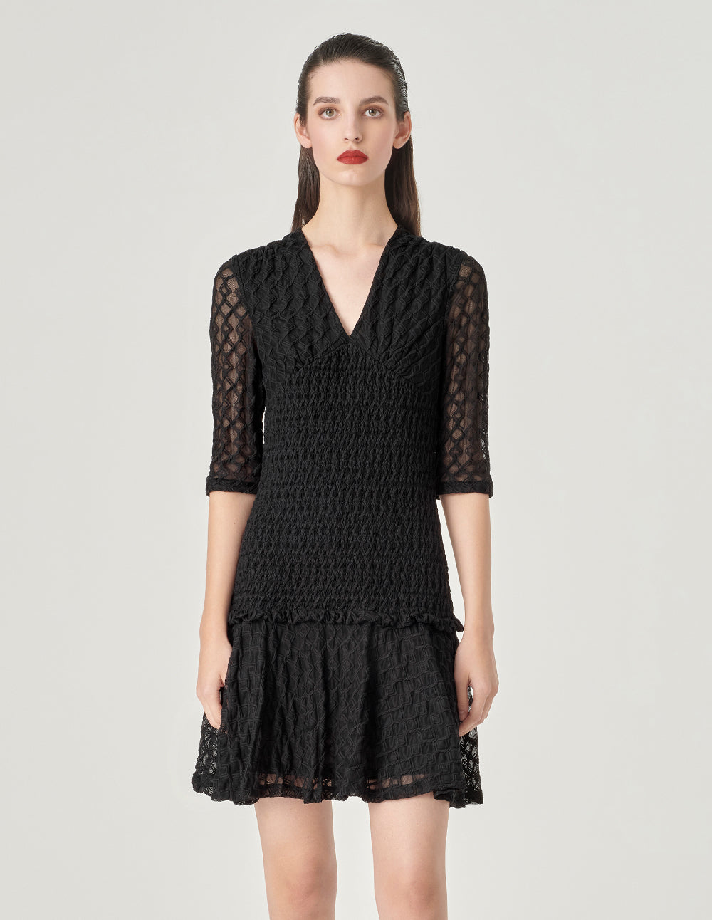 MARYLING Jacquard V-Neck Dress