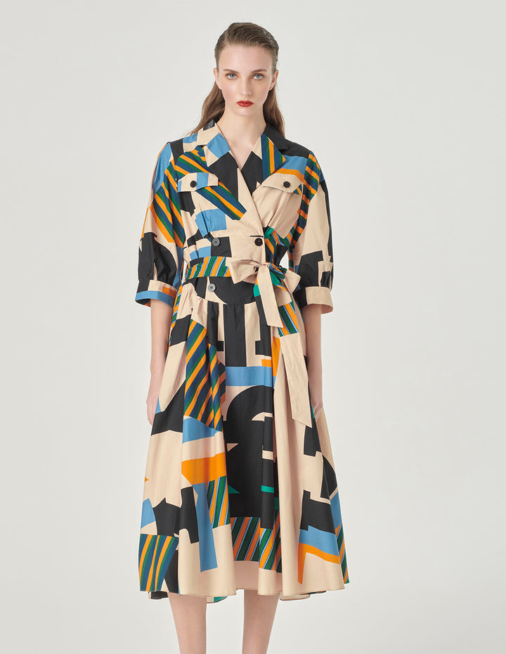 MARYLING Mid-Sleeve Printed Dress
