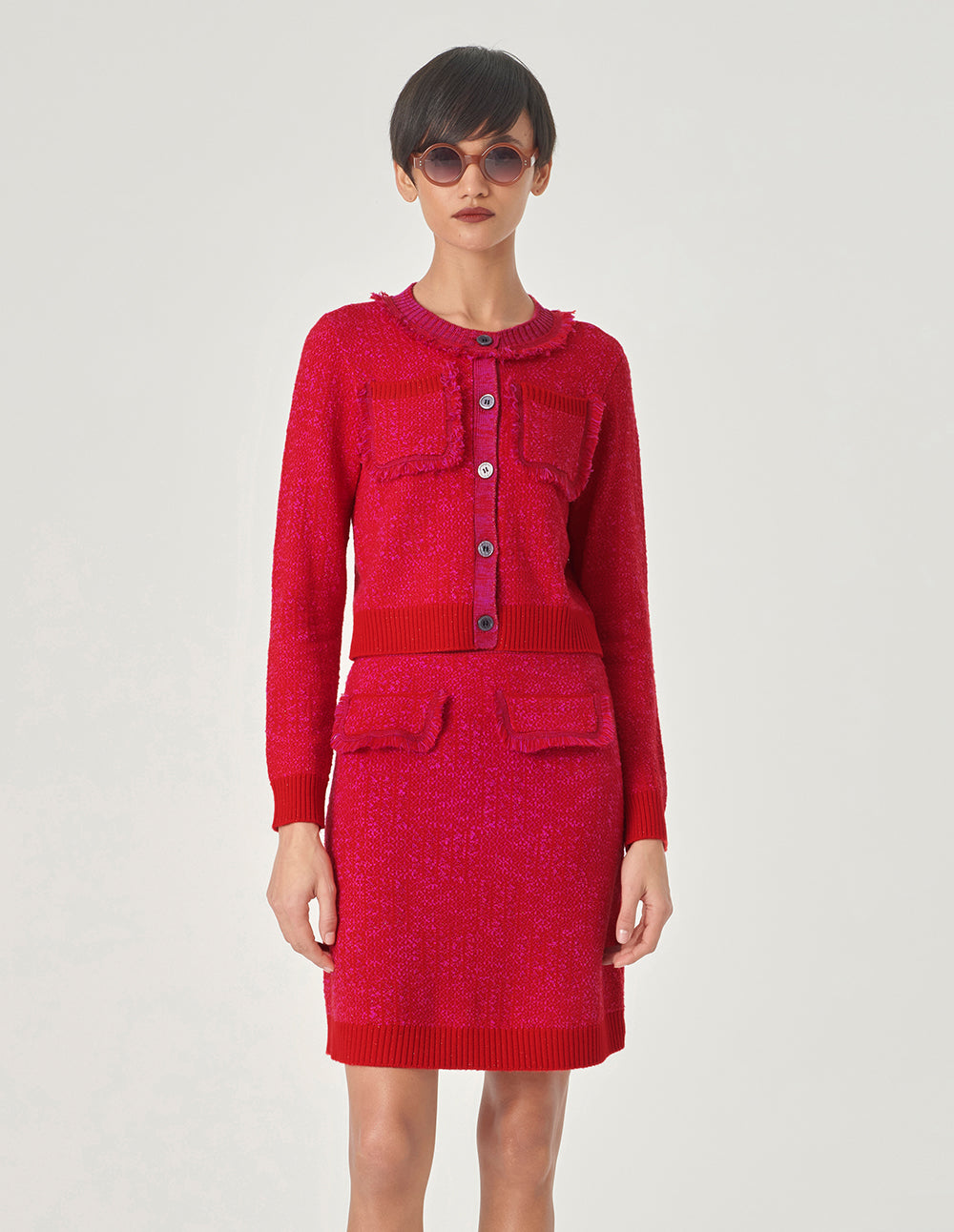 MARYLING Berry Red Knitted Skirt