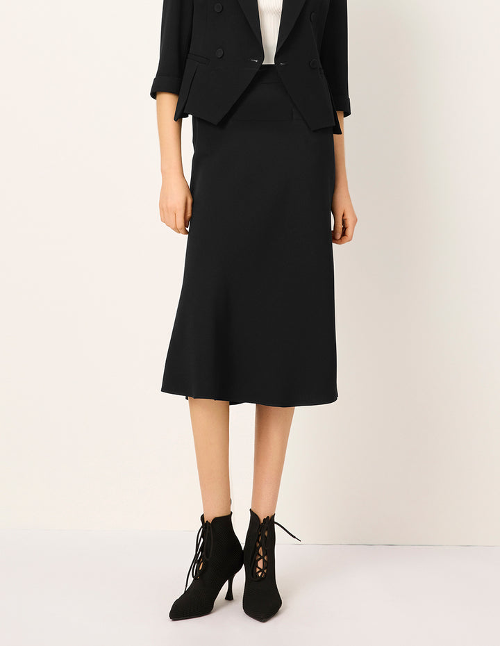 MARYLING Black Fishtail Knee-Length Skirt