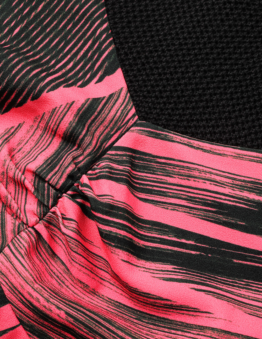 MARYLING V-Shaped Patchwork Knitted Printed Dress