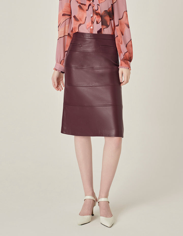 MARYLING Burgundy Fishtail Sheep Skirt