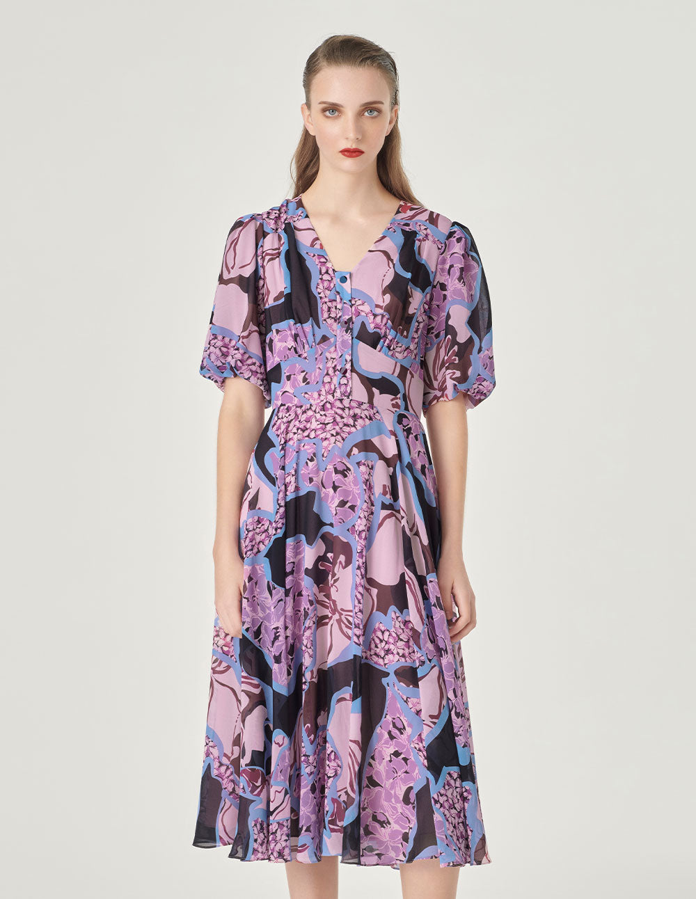 MARYLING V-Neck Printed Dress