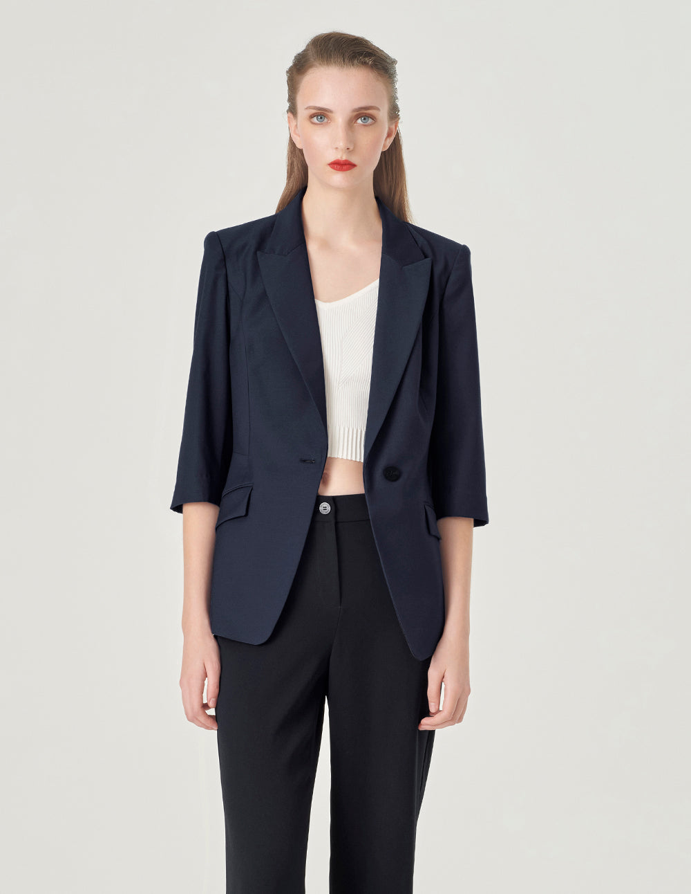 MARYLING Classic Peaked Lapel Single-Breasted Blazer