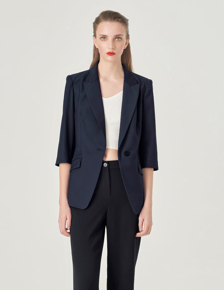 MARYLING Classic Peaked Lapel Single-Breasted Blazer