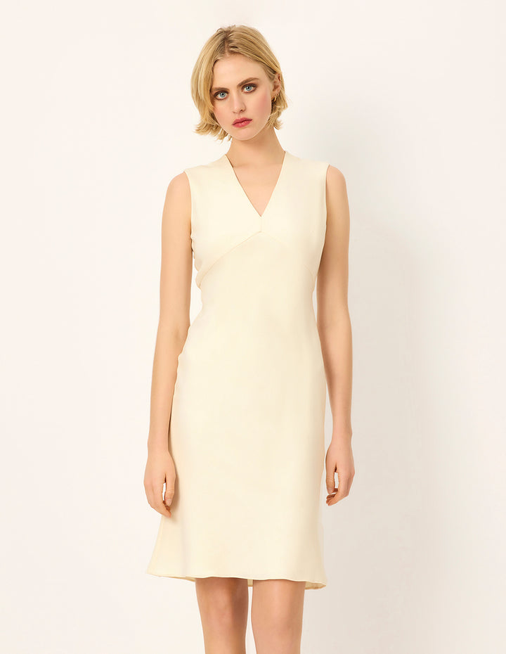 MARYLING V-Neck Sleeveless Shift Midi Dress