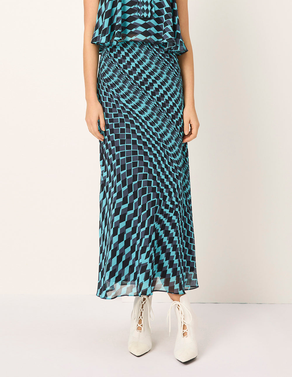 MARYLING A-Line Geometric Print Knee-Length Skirt