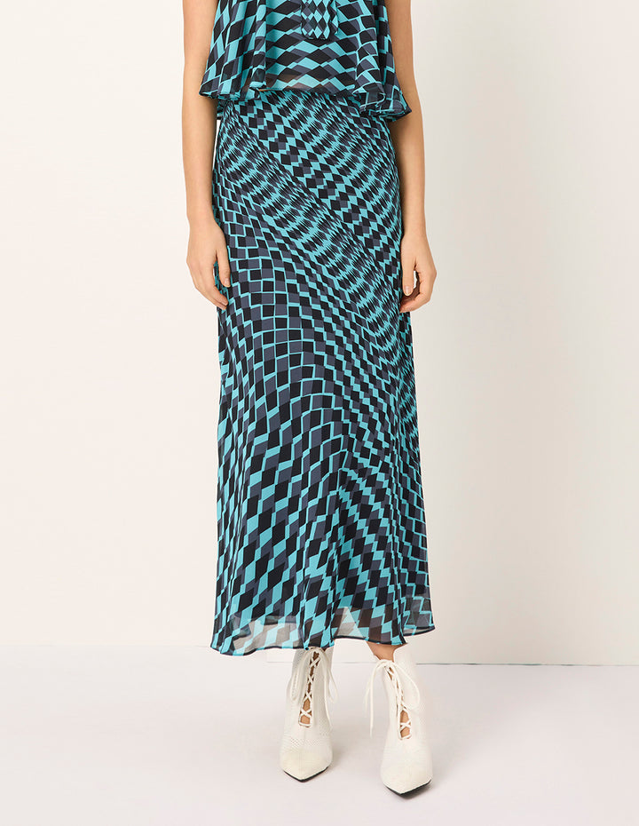 MARYLING A-Line Geometric Print Knee-Length Skirt