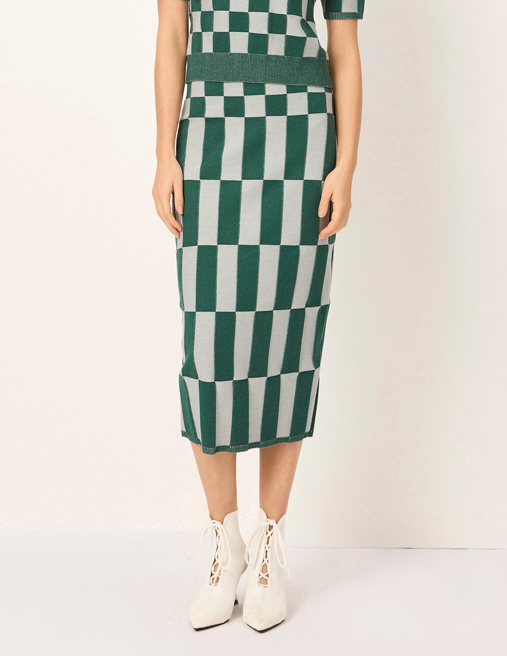 MARYLING Color Block Pencil Straight Knee-Length Skirt