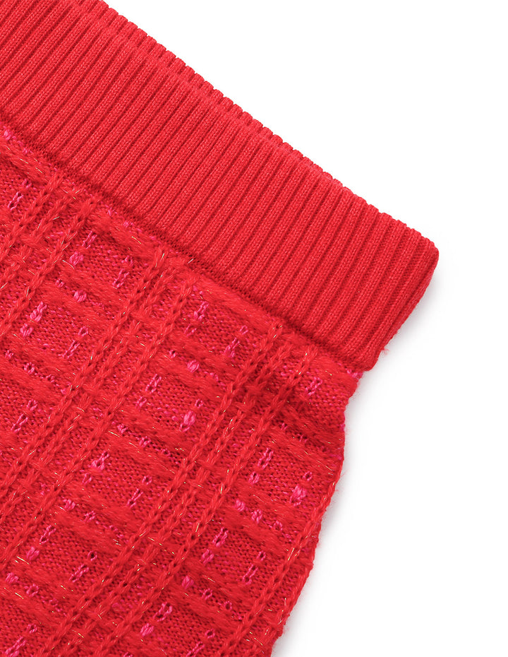 MARYLING Red Straight Cut Knee-Length Knit Skirt