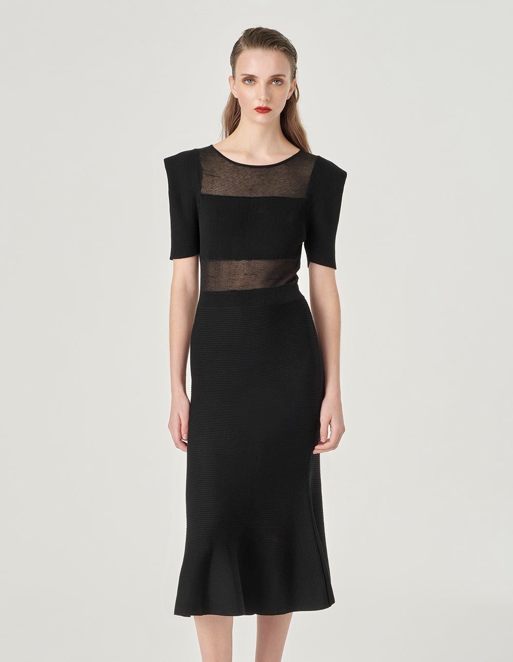 MARYLING Black Fishtail Knitted Dress