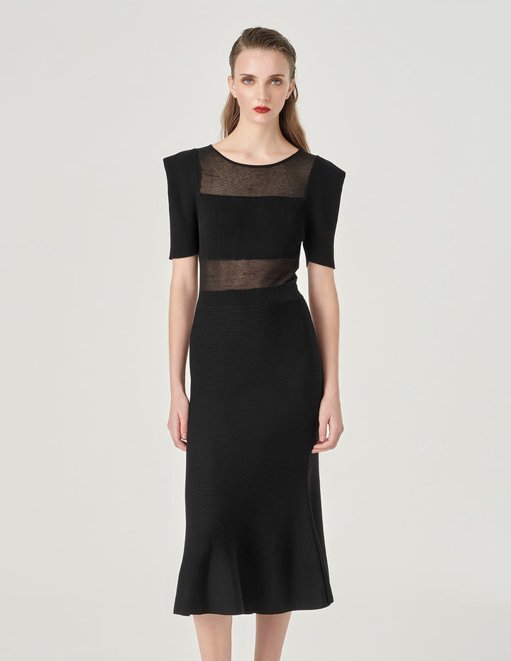 MARYLING Black Fishtail Knitted Dress