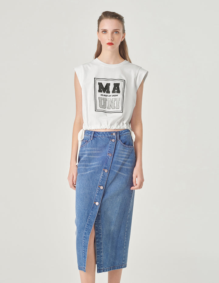MARYLING Sequin Embroidered Logo T-Shirt