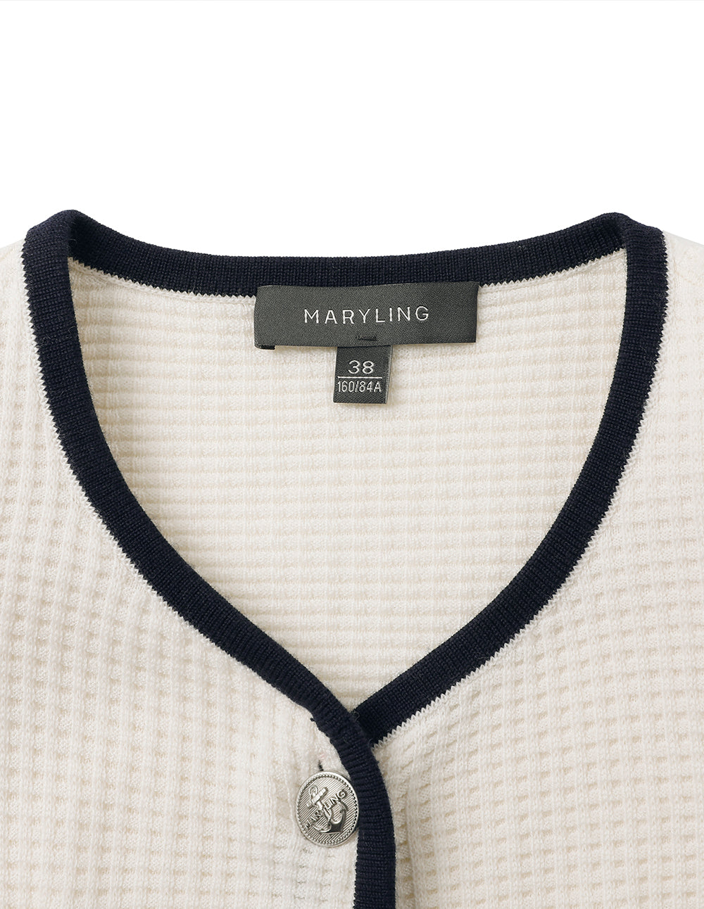 MARYLING White Contrast Pocket Knitted Cardigan