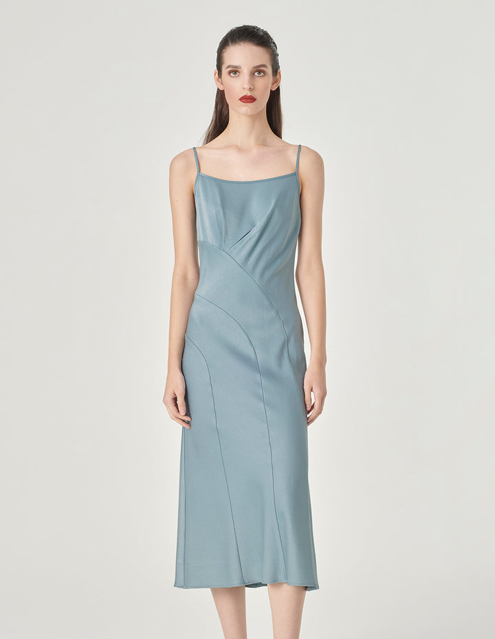 MARYLING Ice Blue Midi Slip Dress