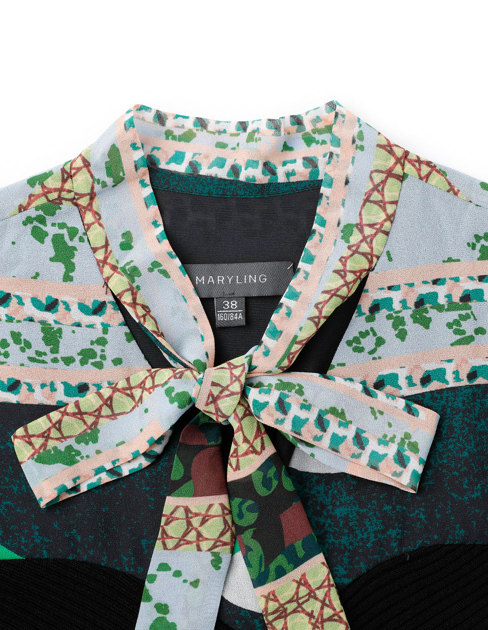 MARYLING Forest Print Bow Neck Needle Dress