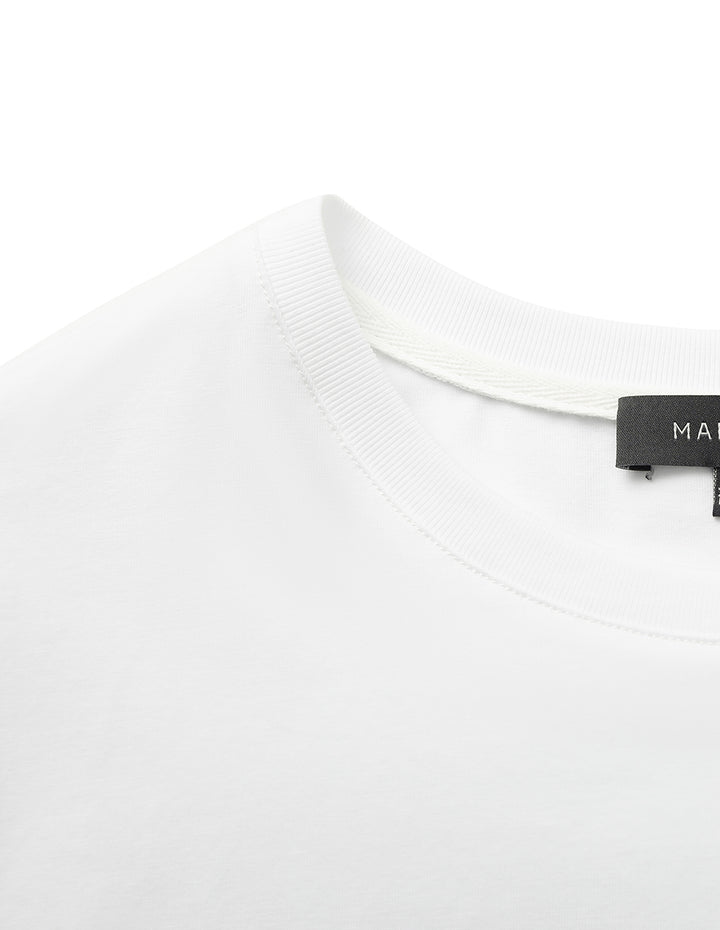 MARYLING Round Neck Short Sleeve Hand-Lettered Logo T-Shirt