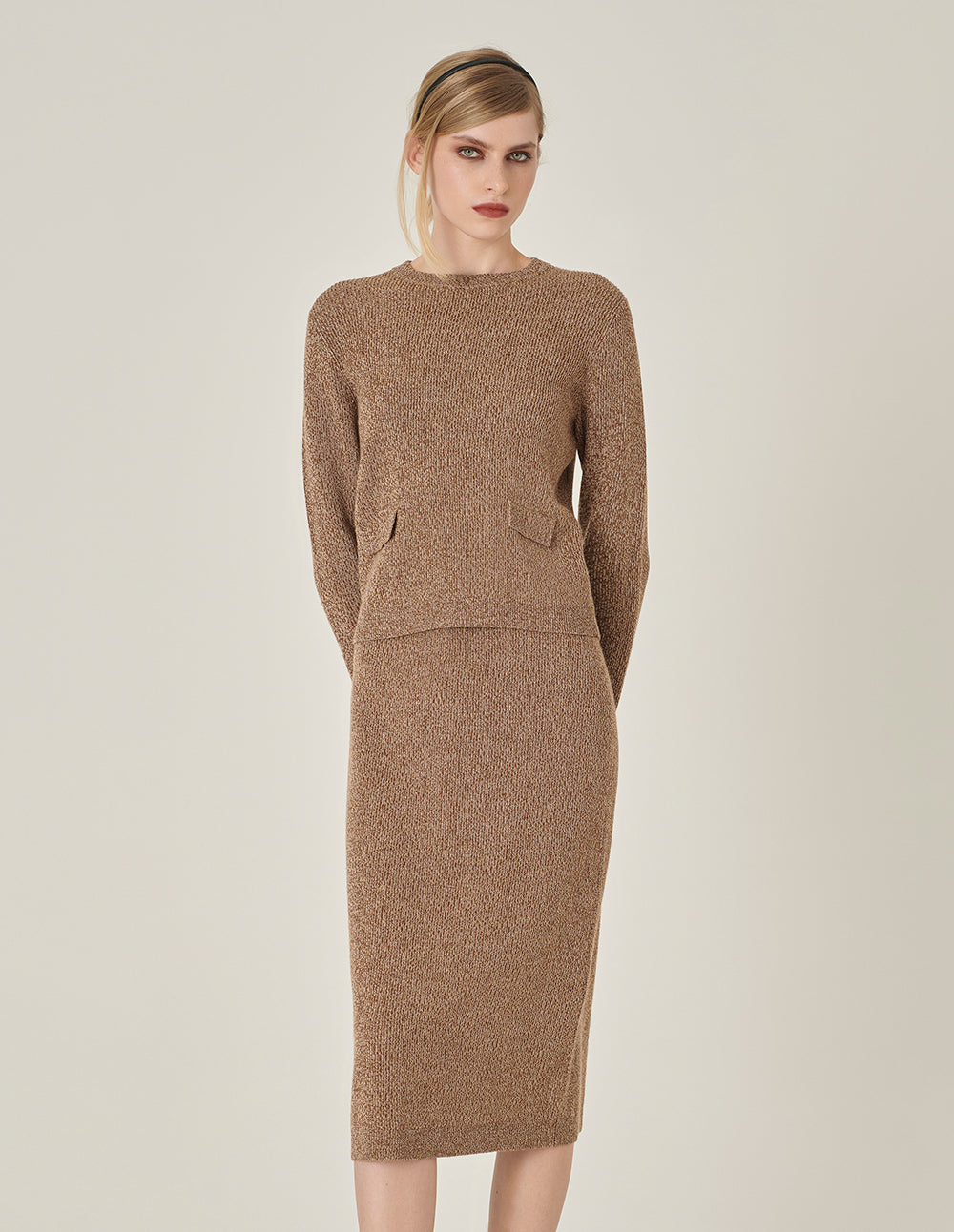 MARYLING Apricot Mixed Knitted Sweater