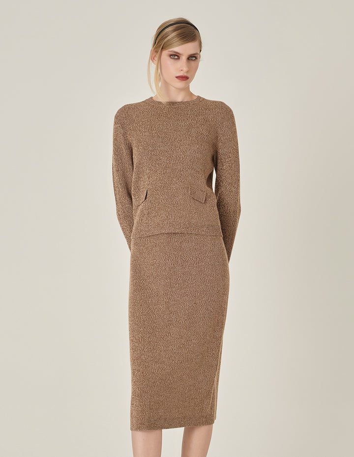 MARYLING Apricot Mixed Knitted Sweater